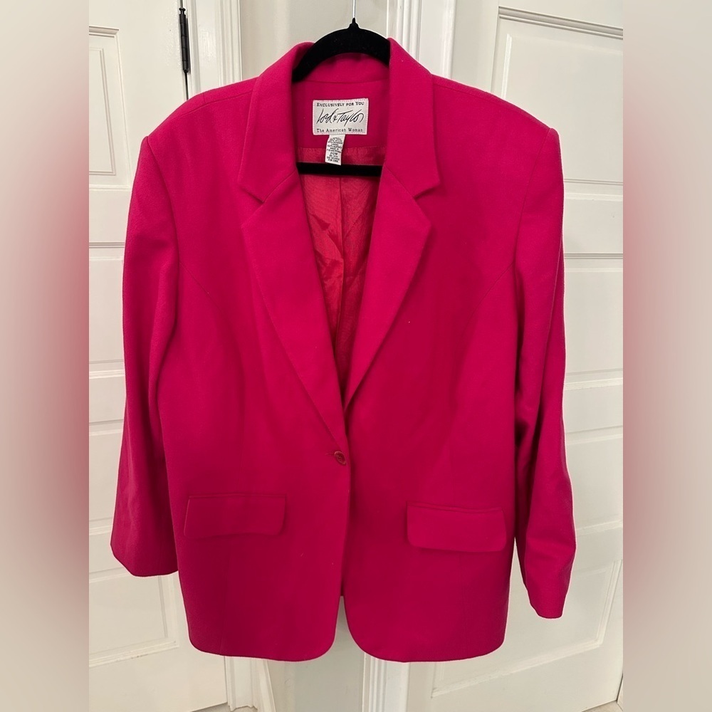 VTG Lord & Taylor Cashmere Wool Blazer Women’s 20 Plus Pink Quiet Luxury Preppy
